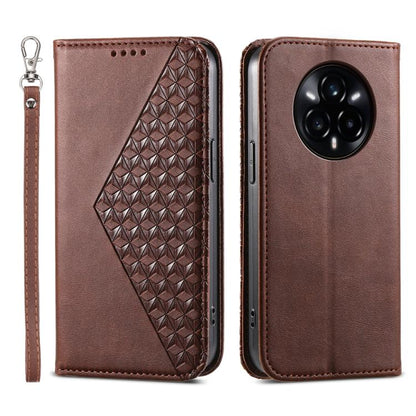 Cubic Grid Calf Texture Magnetic Leather Phone Case, For Realme C100 4G, For Realme 16 5G, For Realme C85 5G / Realme 15x 5G, For Realme C85 Pro 4G, For Realme 14 Pro+, For Realme 14 Pro, For Realme C75 / Realme 14x, For Realme 13+                     ...