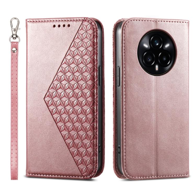 Cubic Grid Calf Texture Magnetic Leather Phone Case, For Realme C100 4G, For Realme 16 5G, For Realme C85 5G / Realme 15x 5G, For Realme C85 Pro 4G, For Realme 14 Pro+, For Realme 14 Pro, For Realme C75 / Realme 14x, For Realme 13+                     ...