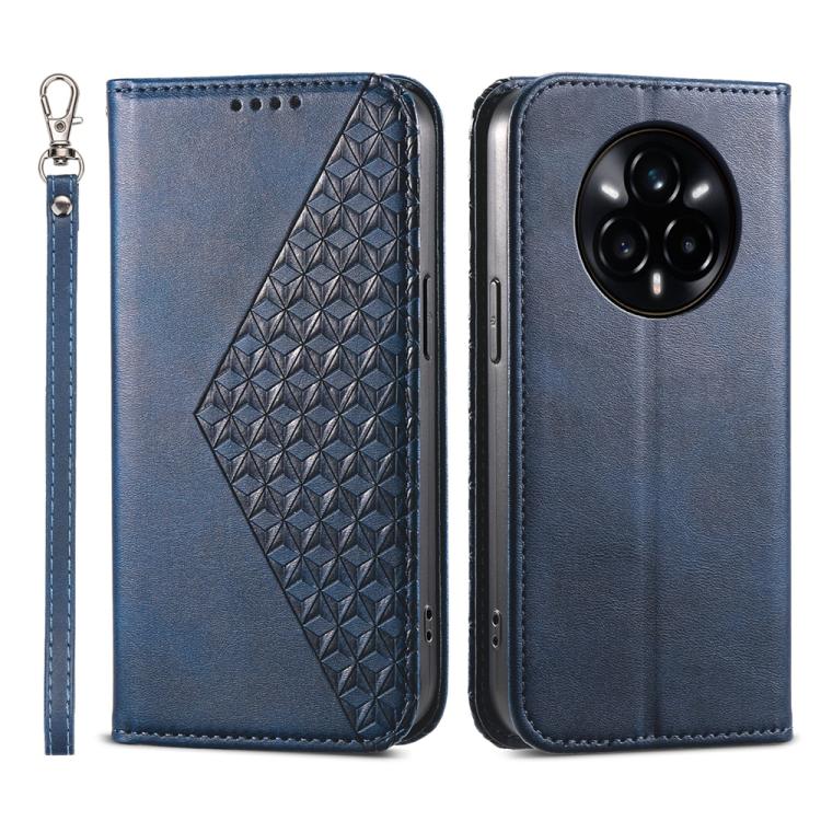 Cubic Grid Calf Texture Magnetic Leather Phone Case, For Realme C100 4G, For Realme 16 5G, For Realme C85 5G / Realme 15x 5G, For Realme C85 Pro 4G, For Realme 14 Pro+, For Realme 14 Pro, For Realme C75 / Realme 14x, For Realme 13+                     ...