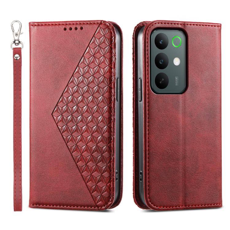 Cubic Grid Calf Texture Magnetic Leather Phone Case, For Realme C100 4G, For Realme 16 5G, For Realme C85 5G / Realme 15x 5G, For Realme C85 Pro 4G, For Realme 14 Pro+, For Realme 14 Pro, For Realme C75 / Realme 14x, For Realme 13+                     ...