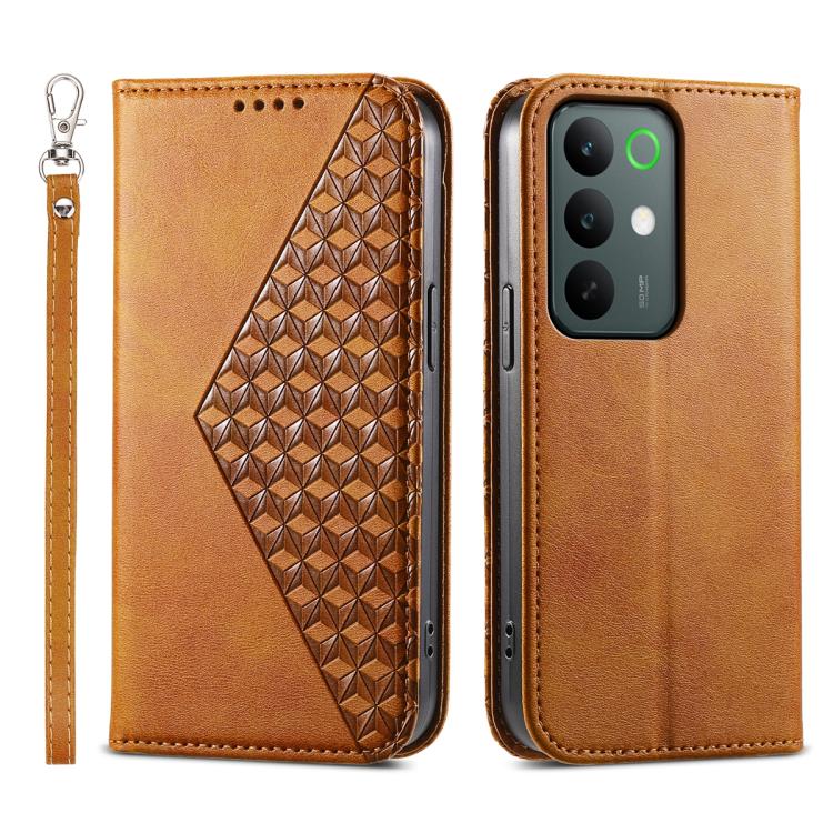 Cubic Grid Calf Texture Magnetic Leather Phone Case, For Realme C100 4G, For Realme 16 5G, For Realme C85 5G / Realme 15x 5G, For Realme C85 Pro 4G, For Realme 14 Pro+, For Realme 14 Pro, For Realme C75 / Realme 14x, For Realme 13+                     ...