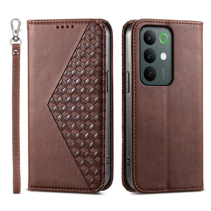 Cubic Grid Calf Texture Magnetic Leather Phone Case, For Realme C100 4G, For Realme 16 5G, For Realme C85 5G / Realme 15x 5G, For Realme C85 Pro 4G, For Realme 14 Pro+, For Realme 14 Pro, For Realme C75 / Realme 14x, For Realme 13+                     ...