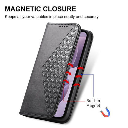 Cubic Grid Calf Texture Magnetic Leather Phone Case, For Realme C100 4G, For Realme 16 5G, For Realme C85 5G / Realme 15x 5G, For Realme C85 Pro 4G, For Realme 14 Pro+, For Realme 14 Pro, For Realme C75 / Realme 14x, For Realme 13+                     ...