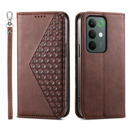 Cubic Grid Calf Texture Magnetic Leather Phone Case, For Realme C100 4G, For Realme 16 5G, For Realme C85 5G / Realme 15x 5G, For Realme C85 Pro 4G, For Realme 14 Pro+, For Realme 14 Pro, For Realme C75 / Realme 14x, For Realme 13+                     ...