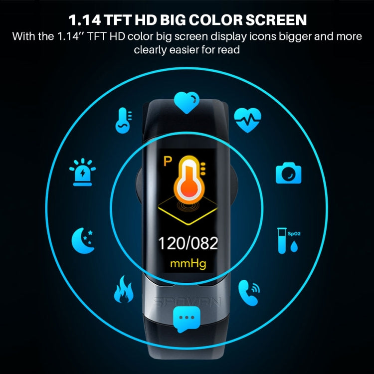 SPOVAN H02 1.14 inch TFT HD Screen Smart Bracelet Supports Blood Oxygen Monitoring/Sleep Monitoring