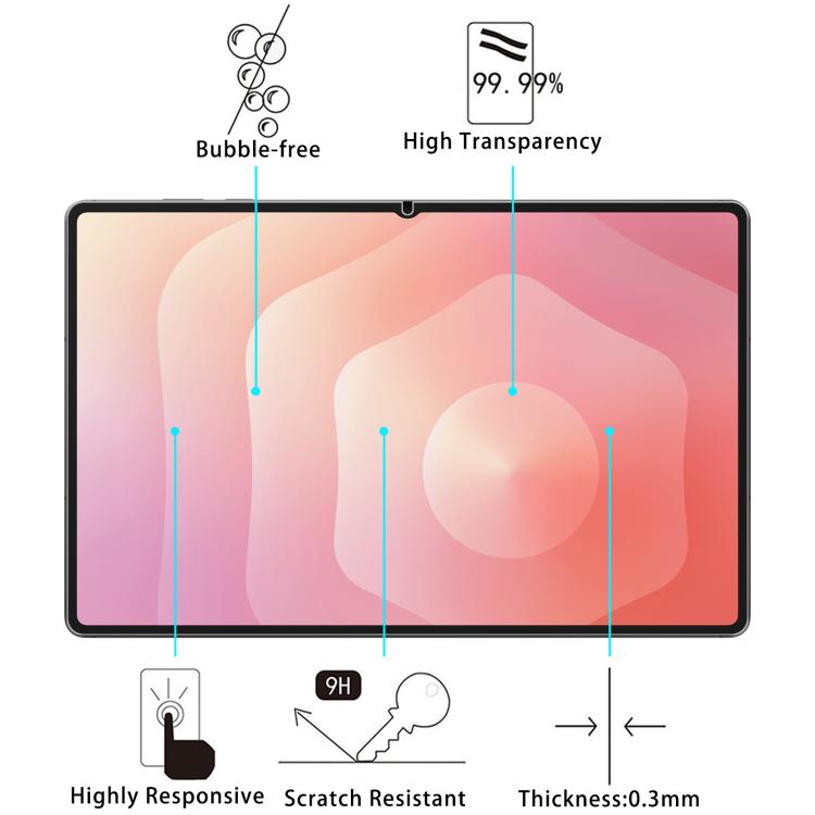 25pcs 9H 0.3mm Explosion-proof Tempered Glass Film, For Galaxy Tab S12+ 12.4 inch, For Galaxy Tab S12 Ultra 14.6 inch, For Samsung Galaxy Tab S11 Ultra 14.6, For Samsung Galaxy Tab S10 FE+ 13.1, For Samsung Galaxy Tab S10 Ultra 14.6                    ...