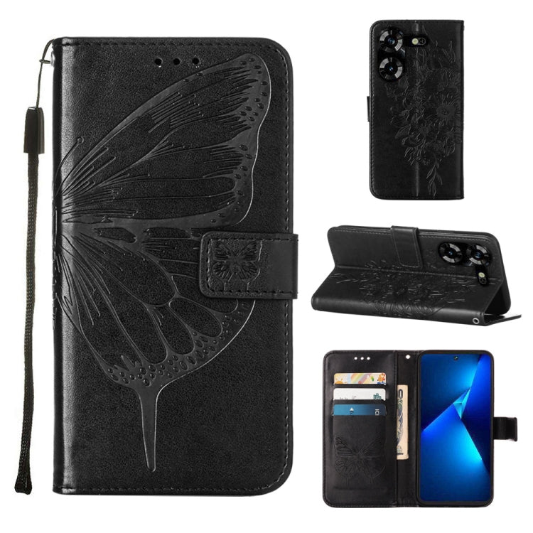 Embossed Butterfly Leather Phone Case, For Tecno Pova 5 4G / LH7N, For Tecno Spark 10 5G / K18, For Tecno Spark 10C / K15Q, For Tecno Spark 10 4G / K15K, For Tecno Spark 10 Pro / Ki7
