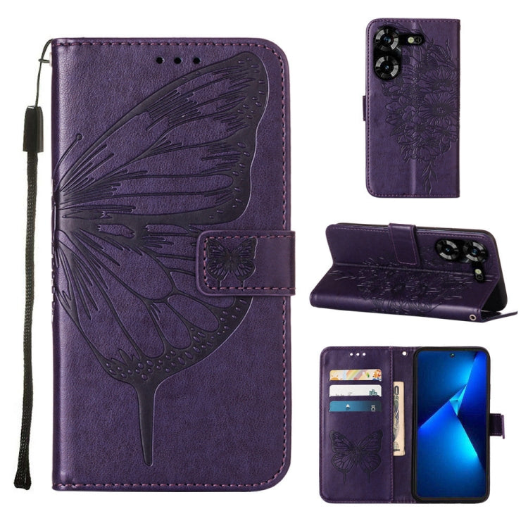 Embossed Butterfly Leather Phone Case, For Tecno Pova 5 4G / LH7N, For Tecno Spark 10 5G / K18, For Tecno Spark 10C / K15Q, For Tecno Spark 10 4G / K15K, For Tecno Spark 10 Pro / Ki7
