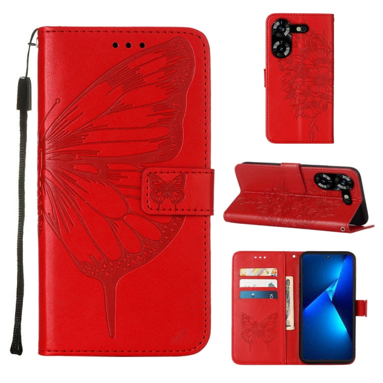 Embossed Butterfly Leather Phone Case, For Tecno Pova 5 4G / LH7N, For Tecno Spark 10 5G / K18, For Tecno Spark 10C / K15Q, For Tecno Spark 10 4G / K15K, For Tecno Spark 10 Pro / Ki7