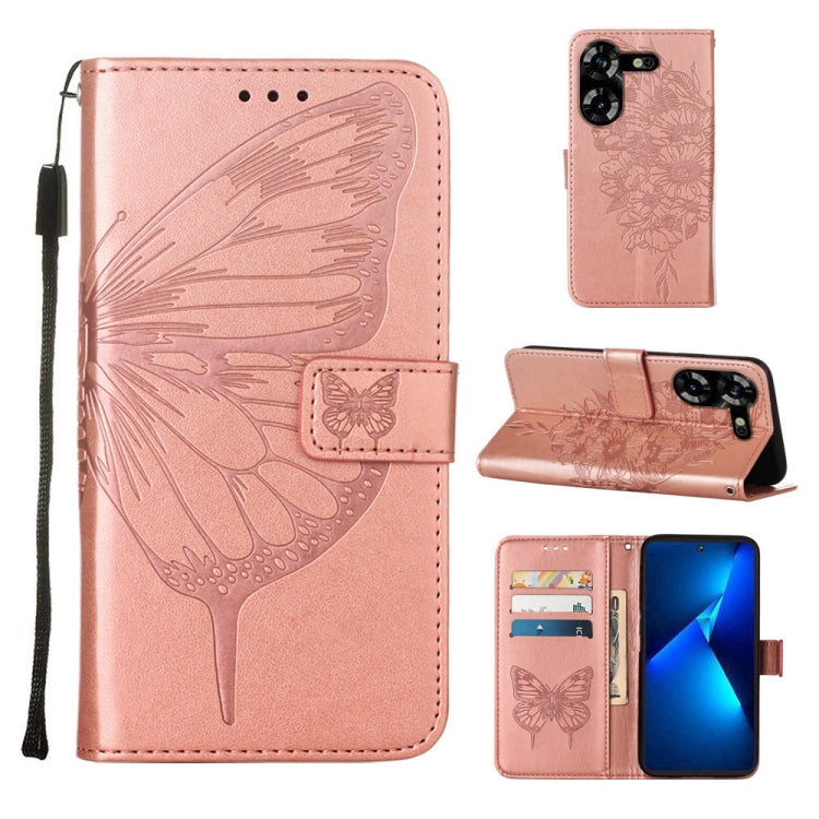 Embossed Butterfly Leather Phone Case, For Tecno Pova 5 4G / LH7N, For Tecno Spark 10 5G / K18, For Tecno Spark 10C / K15Q, For Tecno Spark 10 4G / K15K, For Tecno Spark 10 Pro / Ki7