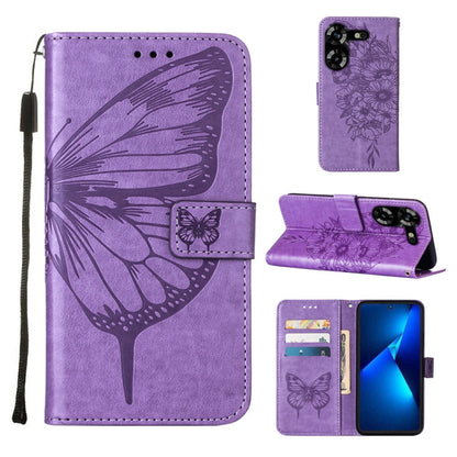 Embossed Butterfly Leather Phone Case, For Tecno Pova 5 4G / LH7N, For Tecno Spark 10 5G / K18, For Tecno Spark 10C / K15Q, For Tecno Spark 10 4G / K15K, For Tecno Spark 10 Pro / Ki7