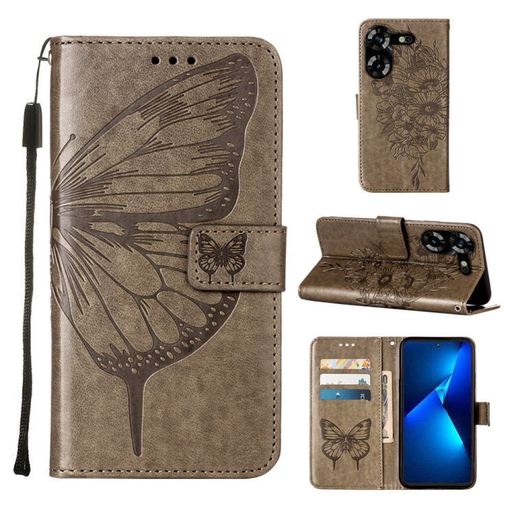 Embossed Butterfly Leather Phone Case, For Tecno Pova 5 4G / LH7N, For Tecno Spark 10 5G / K18, For Tecno Spark 10C / K15Q, For Tecno Spark 10 4G / K15K, For Tecno Spark 10 Pro / Ki7