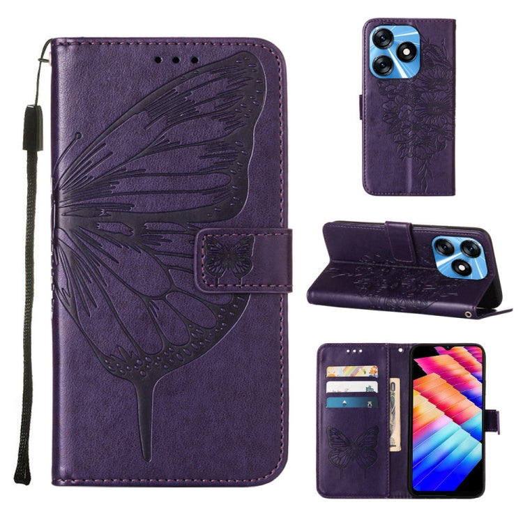 Embossed Butterfly Leather Phone Case, For Tecno Pova 5 4G / LH7N, For Tecno Spark 10 5G / K18, For Tecno Spark 10C / K15Q, For Tecno Spark 10 4G / K15K, For Tecno Spark 10 Pro / Ki7