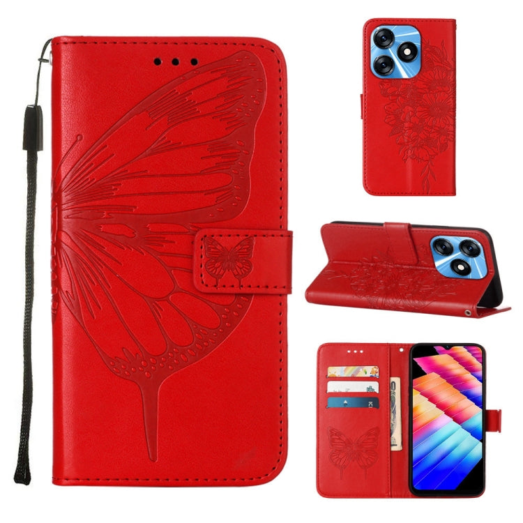 Embossed Butterfly Leather Phone Case, For Tecno Pova 5 4G / LH7N, For Tecno Spark 10 5G / K18, For Tecno Spark 10C / K15Q, For Tecno Spark 10 4G / K15K, For Tecno Spark 10 Pro / Ki7
