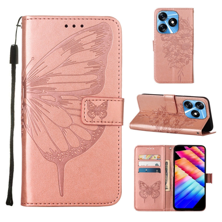 Embossed Butterfly Leather Phone Case, For Tecno Pova 5 4G / LH7N, For Tecno Spark 10 5G / K18, For Tecno Spark 10C / K15Q, For Tecno Spark 10 4G / K15K, For Tecno Spark 10 Pro / Ki7