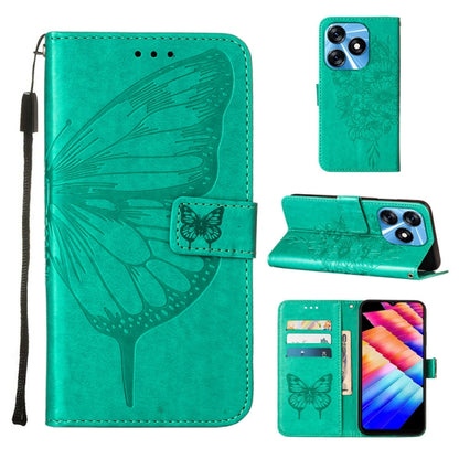 Embossed Butterfly Leather Phone Case, For Tecno Pova 5 4G / LH7N, For Tecno Spark 10 5G / K18, For Tecno Spark 10C / K15Q, For Tecno Spark 10 4G / K15K, For Tecno Spark 10 Pro / Ki7