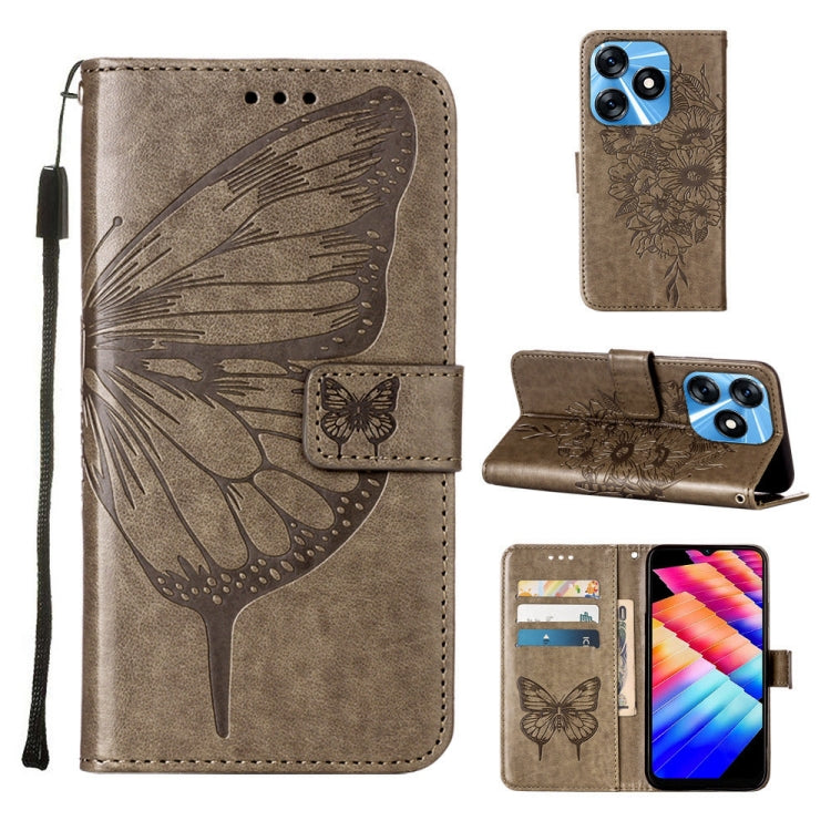 Embossed Butterfly Leather Phone Case, For Tecno Pova 5 4G / LH7N, For Tecno Spark 10 5G / K18, For Tecno Spark 10C / K15Q, For Tecno Spark 10 4G / K15K, For Tecno Spark 10 Pro / Ki7