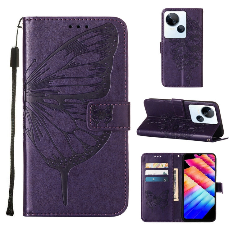 Embossed Butterfly Leather Phone Case, For Tecno Pova 5 4G / LH7N, For Tecno Spark 10 5G / K18, For Tecno Spark 10C / K15Q, For Tecno Spark 10 4G / K15K, For Tecno Spark 10 Pro / Ki7