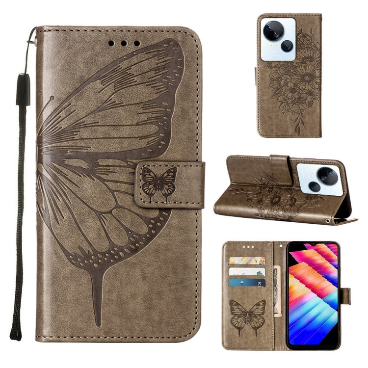 Embossed Butterfly Leather Phone Case, For Tecno Pova 5 4G / LH7N, For Tecno Spark 10 5G / K18, For Tecno Spark 10C / K15Q, For Tecno Spark 10 4G / K15K, For Tecno Spark 10 Pro / Ki7
