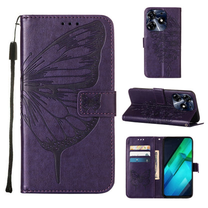 Embossed Butterfly Leather Phone Case, For Tecno Pova 5 4G / LH7N, For Tecno Spark 10 5G / K18, For Tecno Spark 10C / K15Q, For Tecno Spark 10 4G / K15K, For Tecno Spark 10 Pro / Ki7