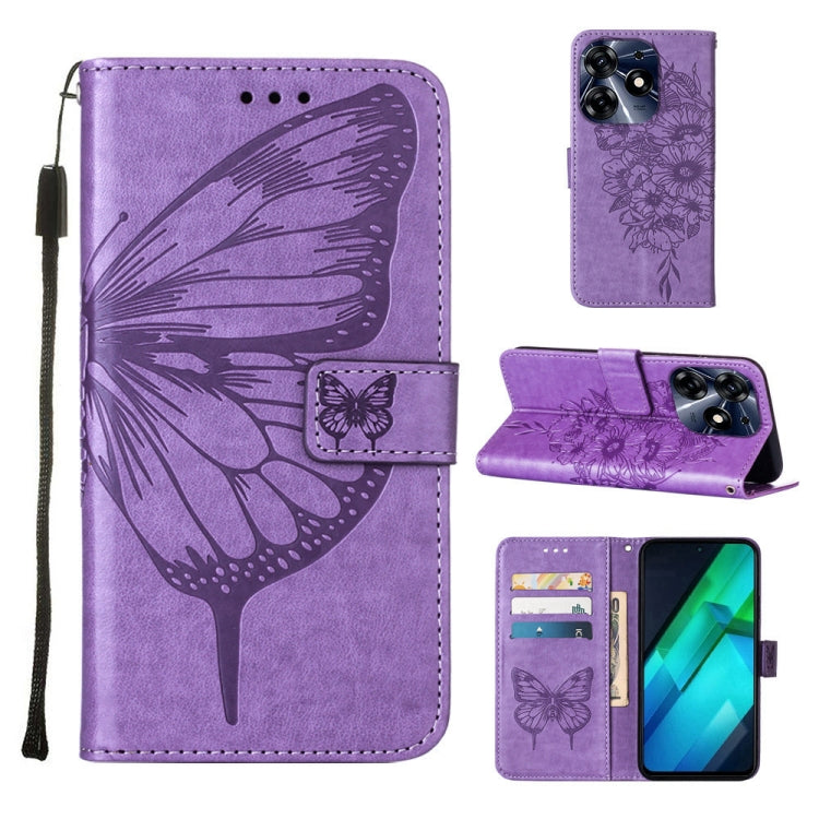 Embossed Butterfly Leather Phone Case, For Tecno Pova 5 4G / LH7N, For Tecno Spark 10 5G / K18, For Tecno Spark 10C / K15Q, For Tecno Spark 10 4G / K15K, For Tecno Spark 10 Pro / Ki7
