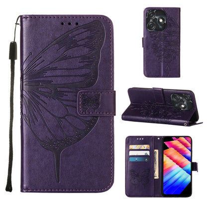 Embossed Butterfly Leather Phone Case, For Tecno Pova 5 4G / LH7N, For Tecno Spark 10 5G / K18, For Tecno Spark 10C / K15Q, For Tecno Spark 10 4G / K15K, For Tecno Spark 10 Pro / Ki7