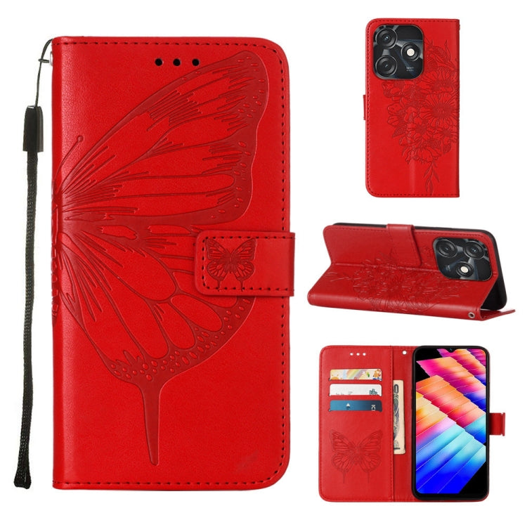 Embossed Butterfly Leather Phone Case, For Tecno Pova 5 4G / LH7N, For Tecno Spark 10 5G / K18, For Tecno Spark 10C / K15Q, For Tecno Spark 10 4G / K15K, For Tecno Spark 10 Pro / Ki7