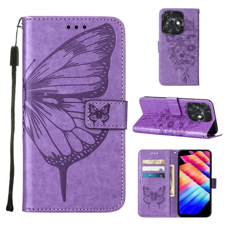 Embossed Butterfly Leather Phone Case, For Tecno Pova 5 4G / LH7N, For Tecno Spark 10 5G / K18, For Tecno Spark 10C / K15Q, For Tecno Spark 10 4G / K15K, For Tecno Spark 10 Pro / Ki7
