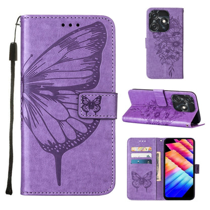 Embossed Butterfly Leather Phone Case, For Tecno Pova 5 4G / LH7N, For Tecno Spark 10 5G / K18, For Tecno Spark 10C / K15Q, For Tecno Spark 10 4G / K15K, For Tecno Spark 10 Pro / Ki7