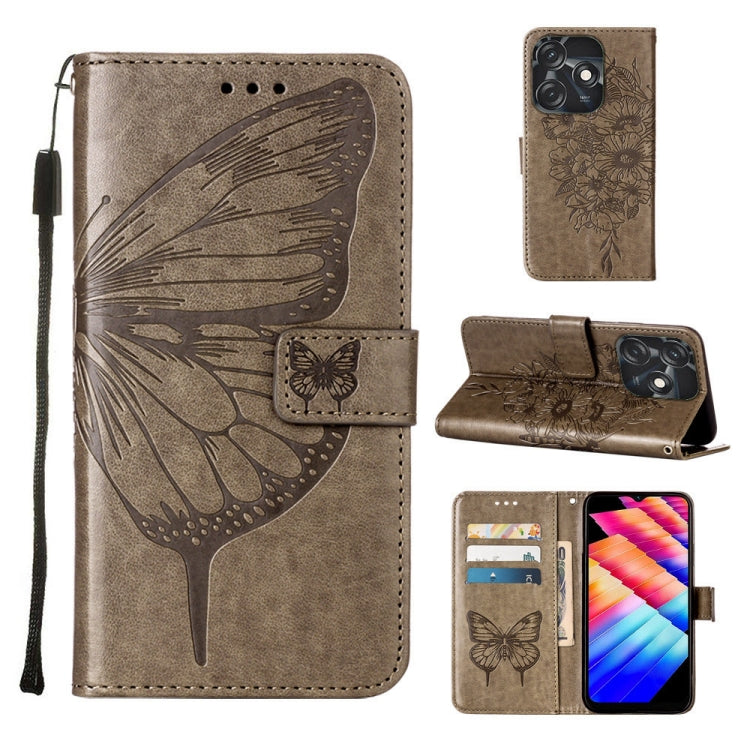 Embossed Butterfly Leather Phone Case, For Tecno Pova 5 4G / LH7N, For Tecno Spark 10 5G / K18, For Tecno Spark 10C / K15Q, For Tecno Spark 10 4G / K15K, For Tecno Spark 10 Pro / Ki7