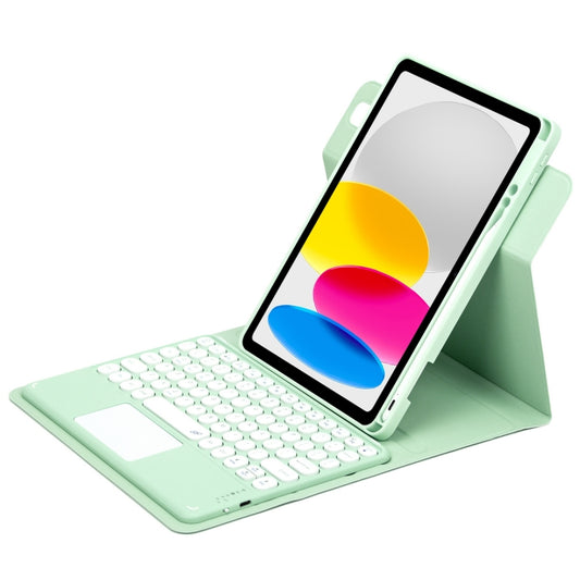 Round Button 360 Degree Rotatable Bluetooth Keyboard Leather Case with Touchpad, For iPad 10th Gen 10.9 2022, For iPad Air 2022 / iPad Pro 11 2021, For iPad 10.2 2021 / Air 2019
