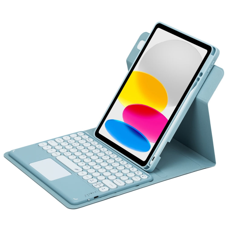 Round Button 360 Degree Rotatable Bluetooth Keyboard Leather Case with Touchpad, For iPad 10th Gen 10.9 2022, For iPad Air 2022 / iPad Pro 11 2021, For iPad 10.2 2021 / Air 2019
