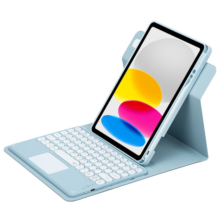 Round Button 360 Degree Rotatable Bluetooth Keyboard Leather Case with Touchpad, For iPad 10th Gen 10.9 2022, For iPad Air 2022 / iPad Pro 11 2021, For iPad 10.2 2021 / Air 2019