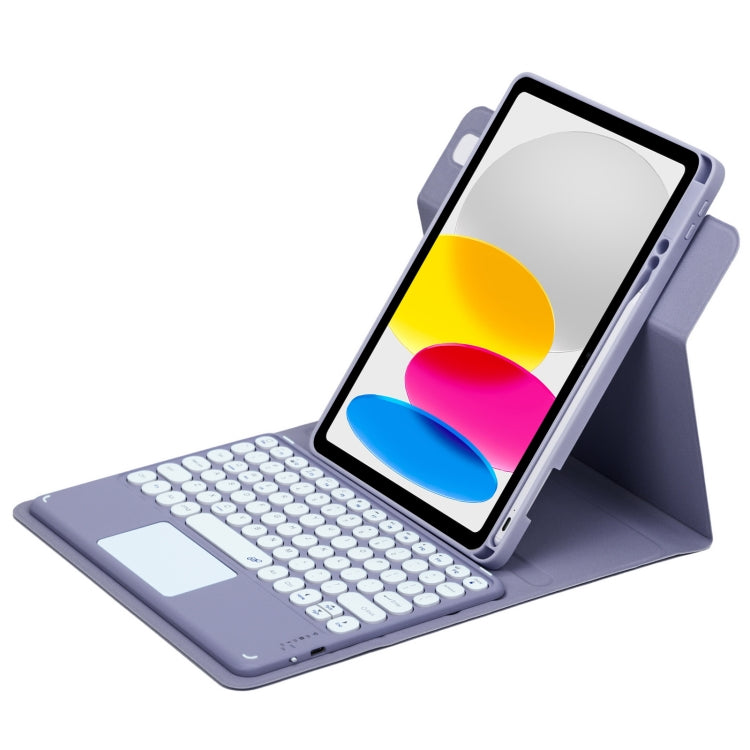 Round Button 360 Degree Rotatable Bluetooth Keyboard Leather Case with Touchpad, For iPad 10th Gen 10.9 2022, For iPad Air 2022 / iPad Pro 11 2021, For iPad 10.2 2021 / Air 2019