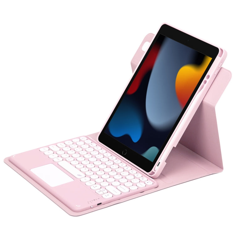 Round Button 360 Degree Rotatable Bluetooth Keyboard Leather Case with Touchpad, For iPad 10th Gen 10.9 2022, For iPad Air 2022 / iPad Pro 11 2021, For iPad 10.2 2021 / Air 2019