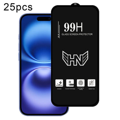 25pcs High Aluminum Large Arc Full Screen Tempered Glass Film, For iPhone 17 Pro Max, For iPhone 17 Pro, For iPhone 17, For iPhone Air, For iPhone 16 Pro Max, For iPhone 16 Pro, For iPhone 16 Plus, For iPhone 16, For iPhone 15 Pro Max, For iPhone 15 Pr...
