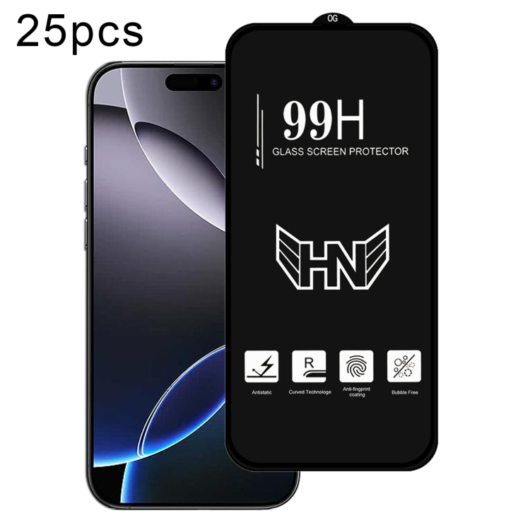25pcs High Aluminum Large Arc Full Screen Tempered Glass Film, For iPhone 17 Pro Max, For iPhone 17 Pro, For iPhone 17, For iPhone Air, For iPhone 16 Pro Max, For iPhone 16 Pro, For iPhone 16 Plus, For iPhone 16, For iPhone 15 Pro Max, For iPhone 15 Pr...