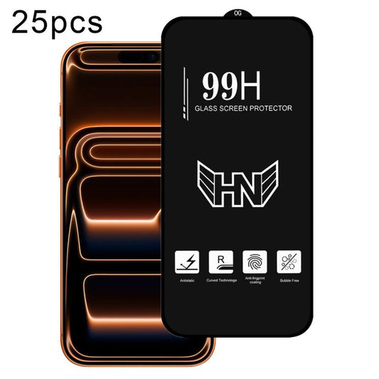 25pcs High Aluminum Large Arc Full Screen Tempered Glass Film, For iPhone 18 Pro / 17 Pro, For iPhone 18 Pro Max / 17 Pro Max, For iPhone 17, For iPhone Air, For iPhone 16 Pro Max, For iPhone 16 Pro, For iPhone 16 Plus, For iPhone 16                   ...