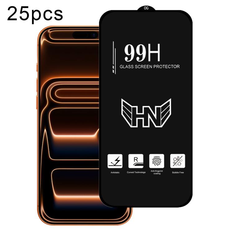 25pcs High Aluminum Large Arc Full Screen Tempered Glass Film, For iPhone 17 Pro Max, For iPhone 17 Pro, For iPhone 17, For iPhone Air, For iPhone 16 Pro Max, For iPhone 16 Pro, For iPhone 16 Plus, For iPhone 16, For iPhone 15 Pro Max, For iPhone 15 Pr...