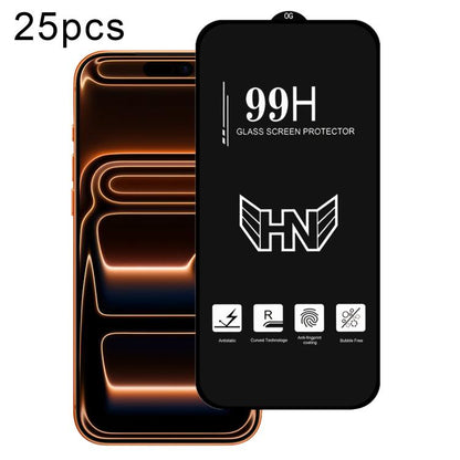 25pcs High Aluminum Large Arc Full Screen Tempered Glass Film, For iPhone 17 Pro Max, For iPhone 17 Pro, For iPhone 17, For iPhone Air, For iPhone 16 Pro Max, For iPhone 16 Pro, For iPhone 16 Plus, For iPhone 16, For iPhone 15 Pro Max, For iPhone 15 Pr...