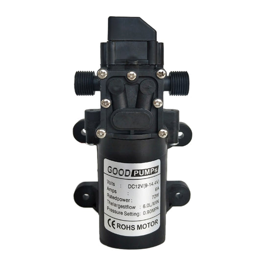 12V 70W Self-priming Pump High Pressure Car Washing Intelligent Diaphragm Right Out Water Pump, Single Thread (Flat Mouth 18mm), Double Thread (Double Flat Mouth 18mm)