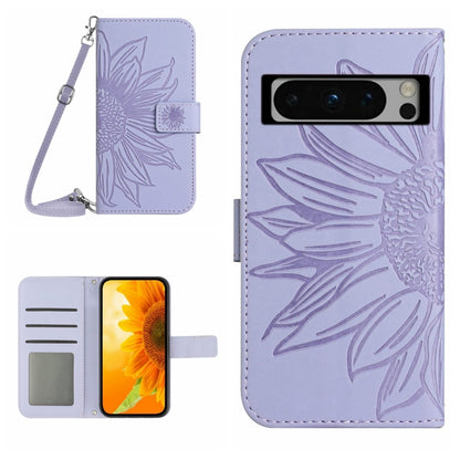 Skin Feel Sun Flower Embossed Flip Leather Phone Case with Lanyard, For Google Pixel 11 Pro XL, For Google Pixel 11 Pro / 11, For Google Pixel 10a, For Google Pixel 9a, For Google Pixel 9 Pro XL, For Google Pixel 9 Pro, For Google Pixel 9              ...