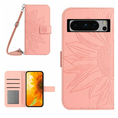 Skin Feel Sun Flower Embossed Flip Leather Phone Case with Lanyard, For Google Pixel 11 Pro XL, For Google Pixel 11 Pro / 11, For Google Pixel 10a, For Google Pixel 9a, For Google Pixel 9 Pro XL, For Google Pixel 9 Pro, For Google Pixel 9              ...