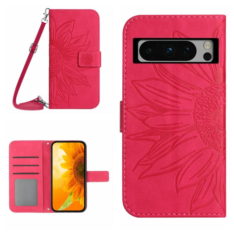 Skin Feel Sun Flower Embossed Flip Leather Phone Case with Lanyard, For Google Pixel 11 Pro XL, For Google Pixel 11 Pro / 11, For Google Pixel 10a, For Google Pixel 9a, For Google Pixel 9 Pro XL, For Google Pixel 9 Pro, For Google Pixel 9              ...