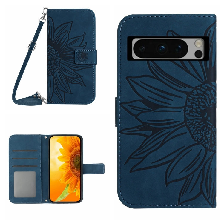 Skin Feel Sun Flower Embossed Flip Leather Phone Case with Lanyard, For Google Pixel 11 Pro XL, For Google Pixel 11 Pro / 11, For Google Pixel 10a, For Google Pixel 9a, For Google Pixel 9 Pro XL, For Google Pixel 9 Pro, For Google Pixel 9              ...