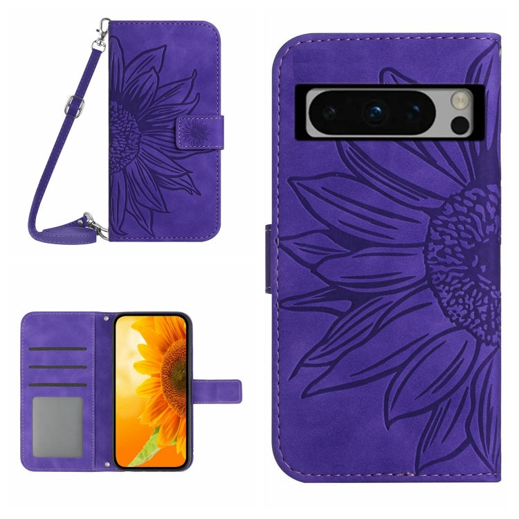 Skin Feel Sun Flower Embossed Flip Leather Phone Case with Lanyard, For Google Pixel 11 Pro XL, For Google Pixel 11 Pro / 11, For Google Pixel 10a, For Google Pixel 9a, For Google Pixel 9 Pro XL, For Google Pixel 9 Pro, For Google Pixel 9              ...