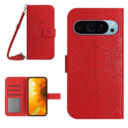 Skin Feel Sun Flower Embossed Flip Leather Phone Case with Lanyard, For Google Pixel 11 Pro XL, For Google Pixel 11 Pro / 11, For Google Pixel 10a, For Google Pixel 9a, For Google Pixel 9 Pro XL, For Google Pixel 9 Pro, For Google Pixel 9              ...