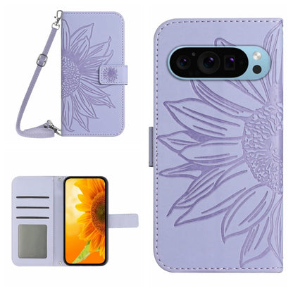 Skin Feel Sun Flower Embossed Flip Leather Phone Case with Lanyard, For Google Pixel 11 Pro XL, For Google Pixel 11 Pro / 11, For Google Pixel 10a, For Google Pixel 9a, For Google Pixel 9 Pro XL, For Google Pixel 9 Pro, For Google Pixel 9              ...