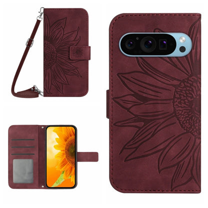 Skin Feel Sun Flower Embossed Flip Leather Phone Case with Lanyard, For Google Pixel 11 Pro XL, For Google Pixel 11 Pro / 11, For Google Pixel 10a, For Google Pixel 9a, For Google Pixel 9 Pro XL, For Google Pixel 9 Pro, For Google Pixel 9              ...
