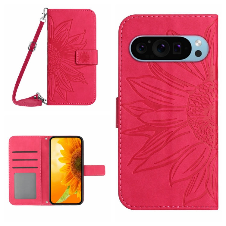 Skin Feel Sun Flower Embossed Flip Leather Phone Case with Lanyard, For Google Pixel 11 Pro XL, For Google Pixel 11 Pro / 11, For Google Pixel 10a, For Google Pixel 9a, For Google Pixel 9 Pro XL, For Google Pixel 9 Pro, For Google Pixel 9              ...